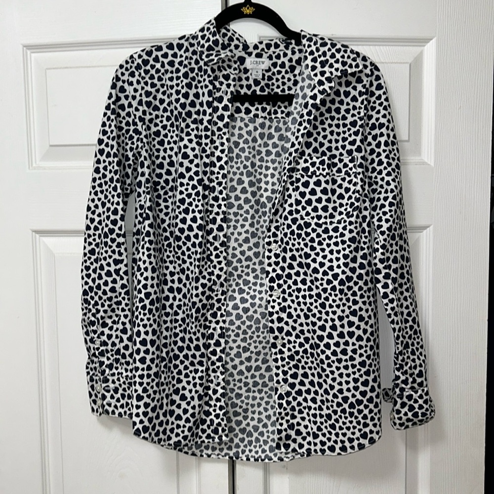 J Crew Heart Patterned button up